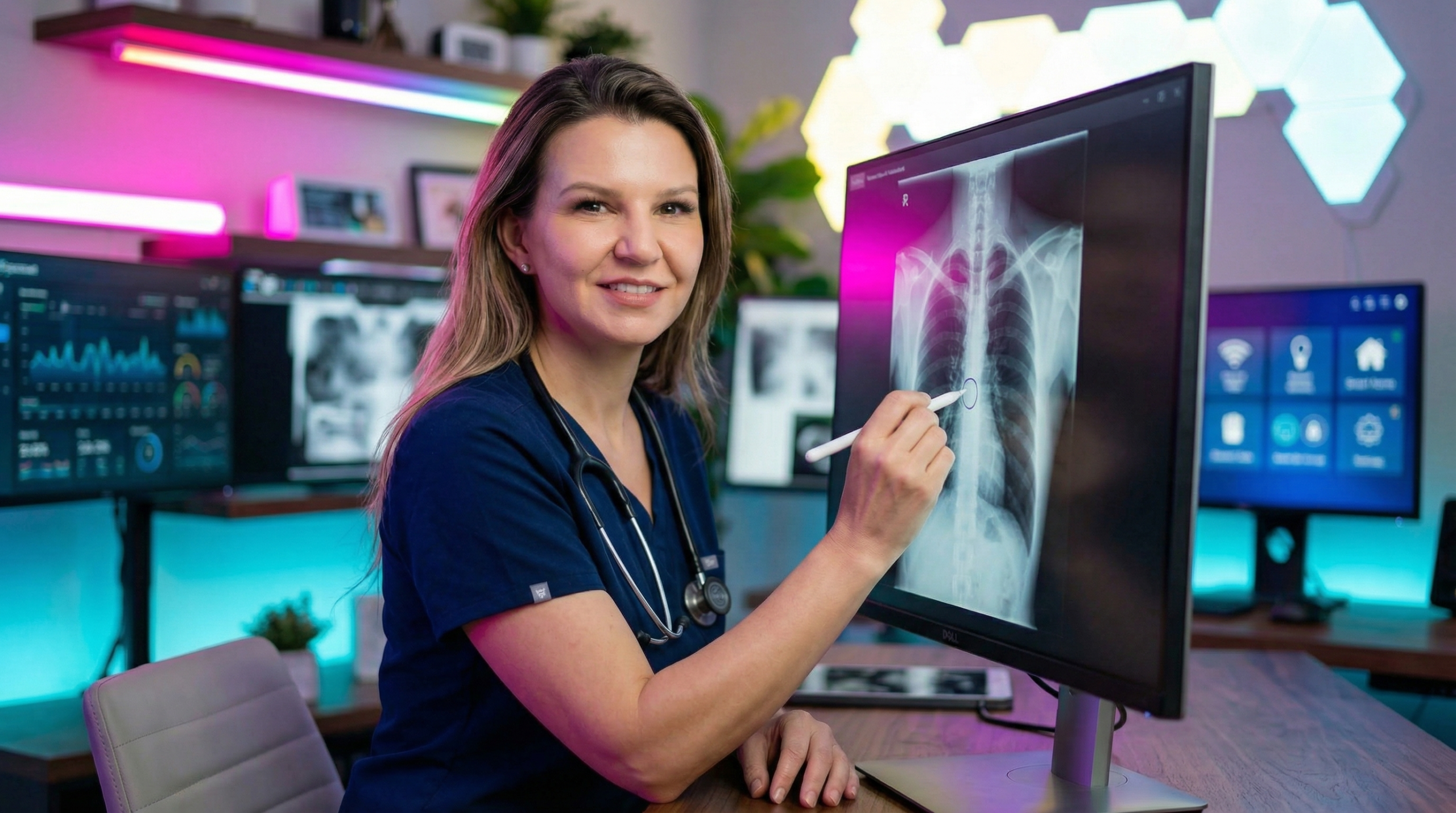 Patient comfortably prepared for a virtual medication management video call in their living room