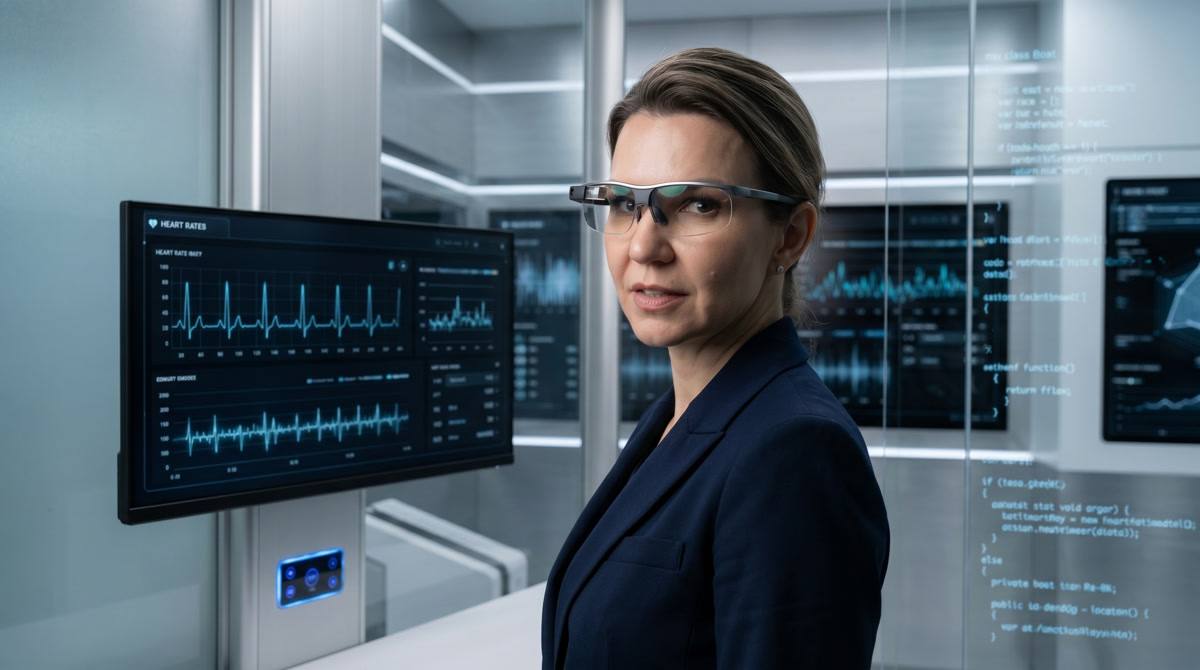 Compassionate physician conducting a senior telehealth appointment from a warm office
