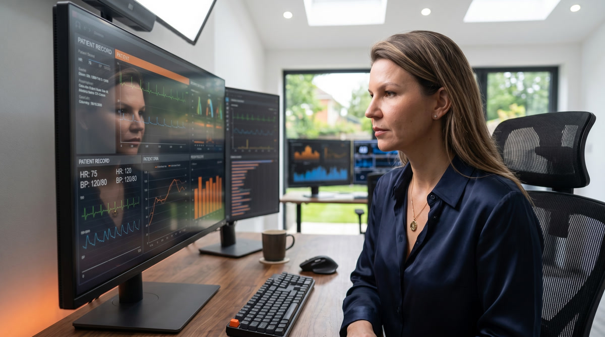 Physician conducting a warm and caring virtual telehealth consultation
