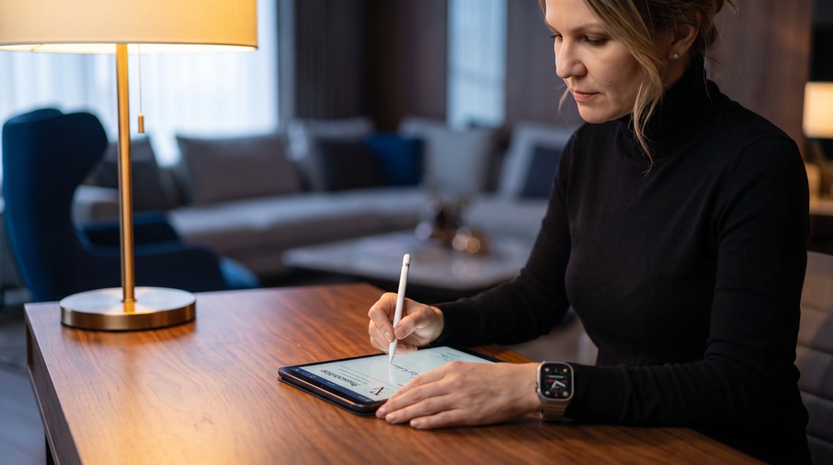 Senior preparing medical notes and medication list for a telehealth appointment