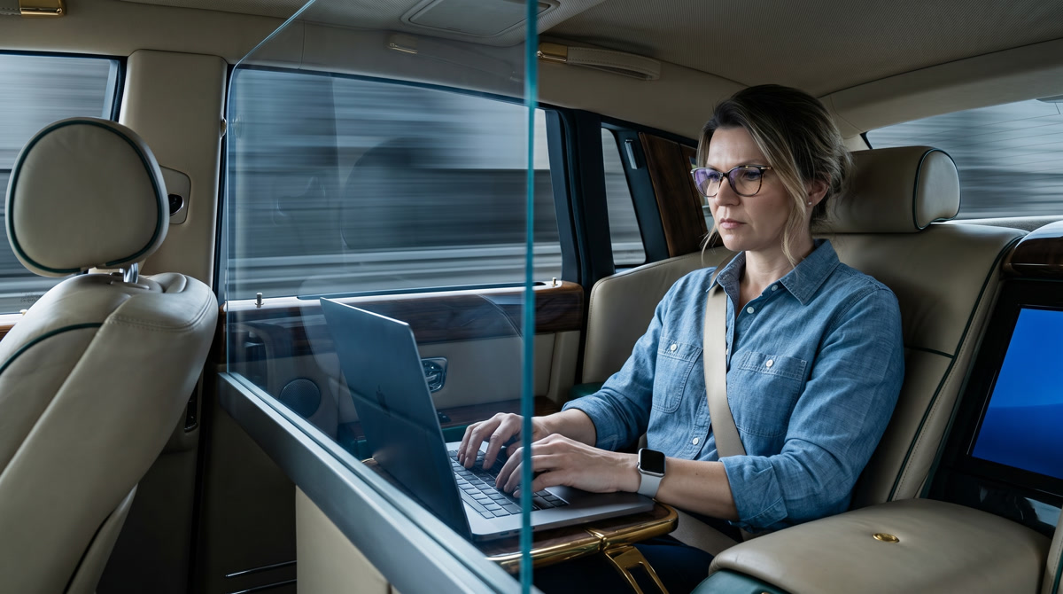 Physician reviewing digital peak flow data in a warm consultation room
