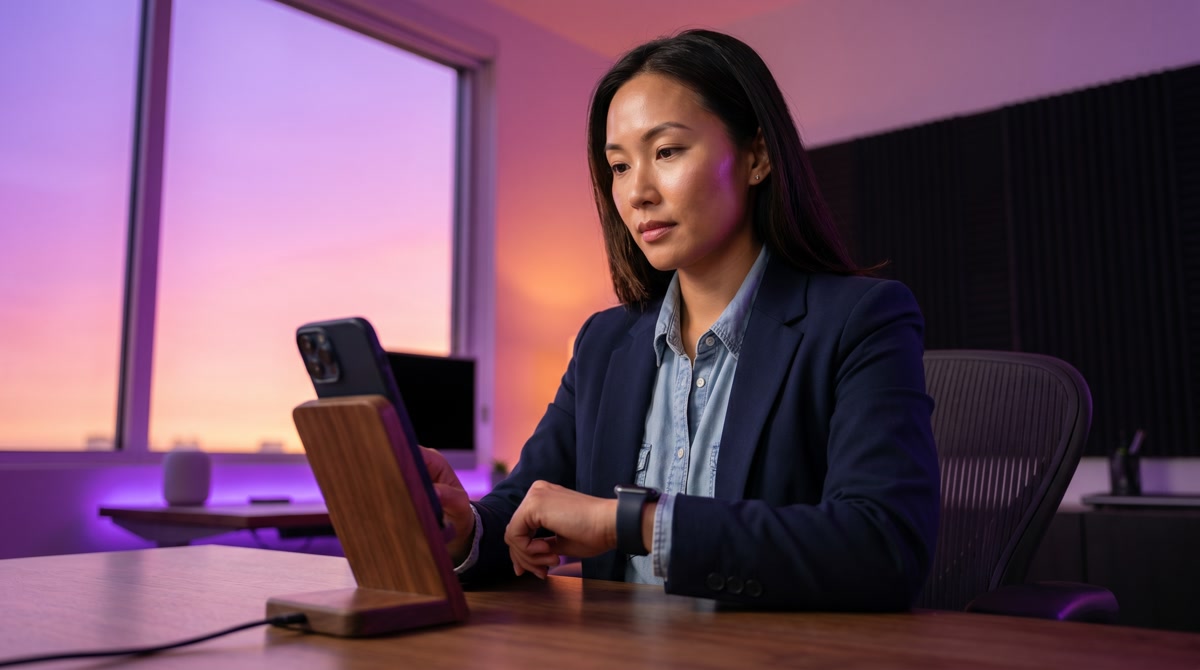 Patient viewing metabolic data and sleep tracking trends on a mobile health application.